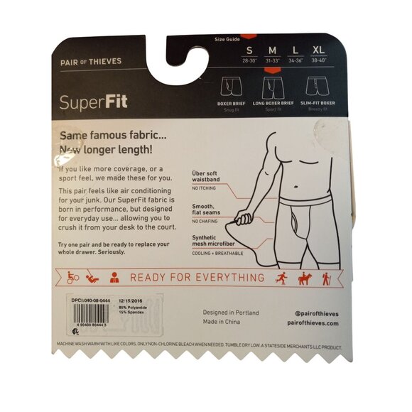 Pair Of Thieves S 28-30" Long Boxer Brief Gray Striped Men's Underwear NEW - Picture 4 of 4